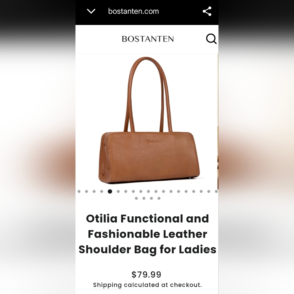 Bostanten Otilia Brown Leather Shoulder Bag for Women